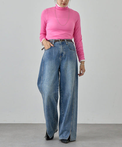 透視高領針織衫