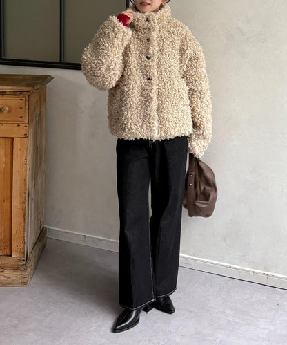 貴賓犬毛中長款夾克