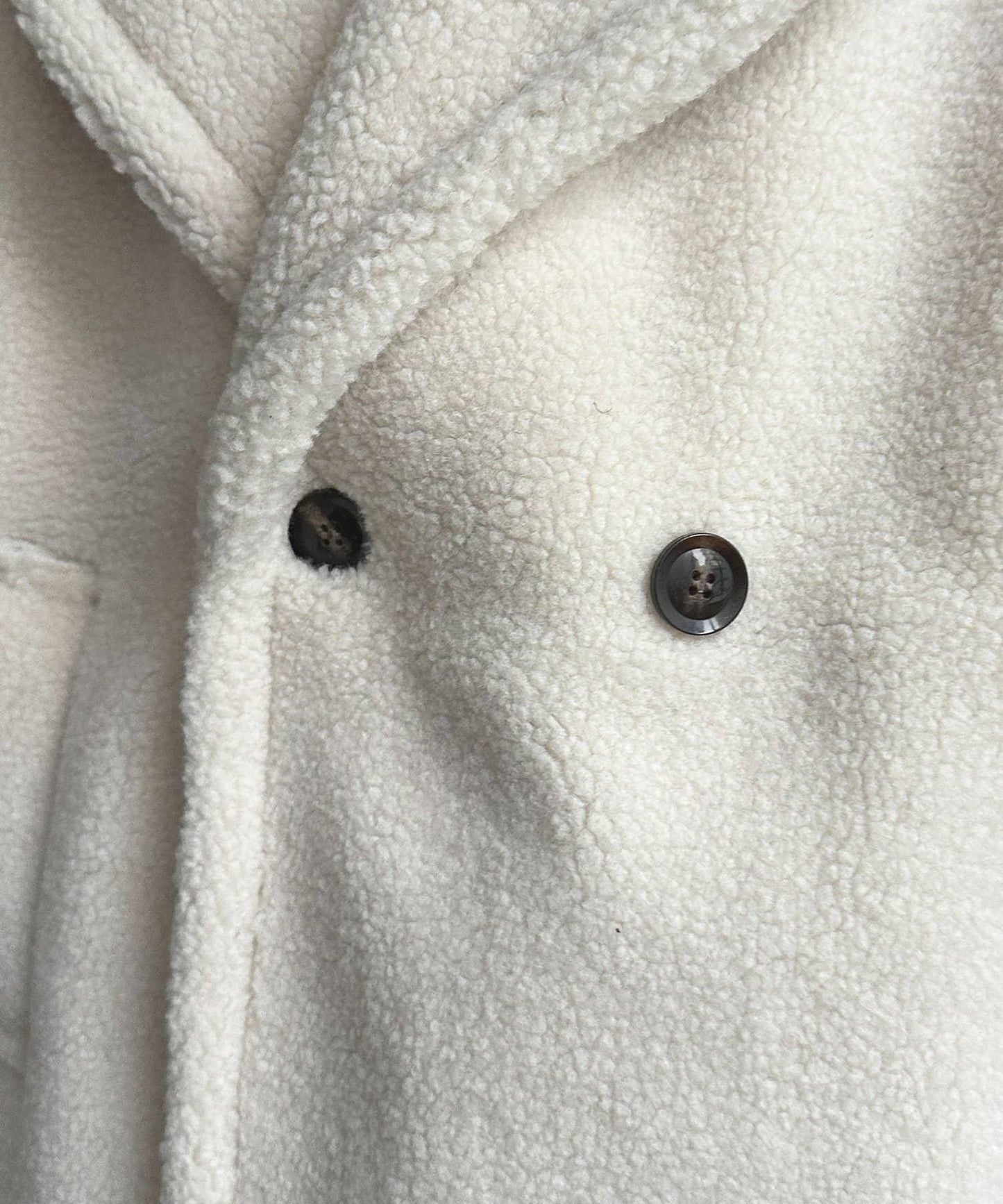 F羊羔絨中長款雙排扣大衣