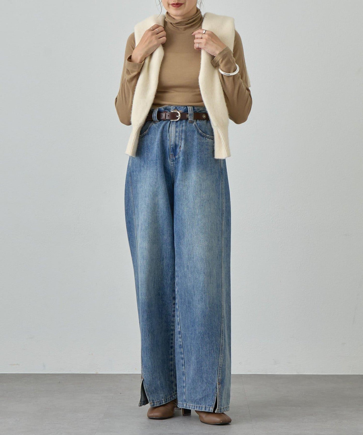 透視高領針織衫