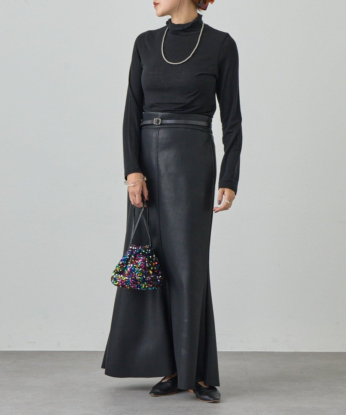 透視高領針織衫