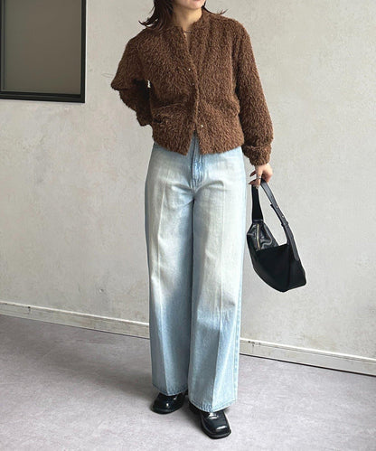 V領剪裁絨面開衫