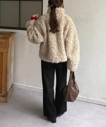 貴賓犬毛中長款夾克