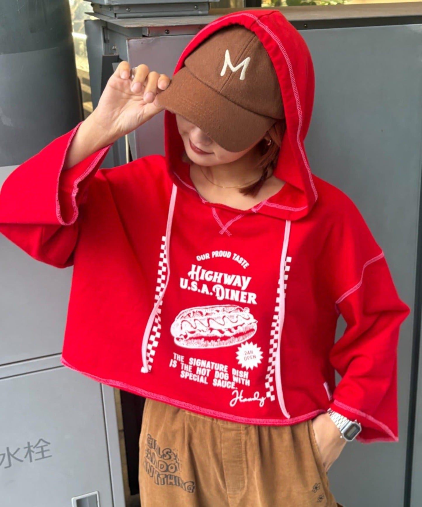 ★【HELLO.SANFRANCISCO/ハローサンフランシスコ】連帽印花衛衣