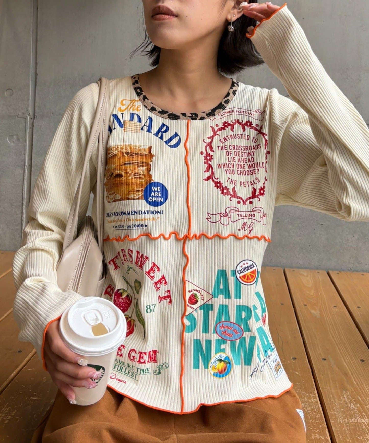 ★【HELLO.SANFRANCISCO/ハローサンフランシスコ】拼接印花上衣