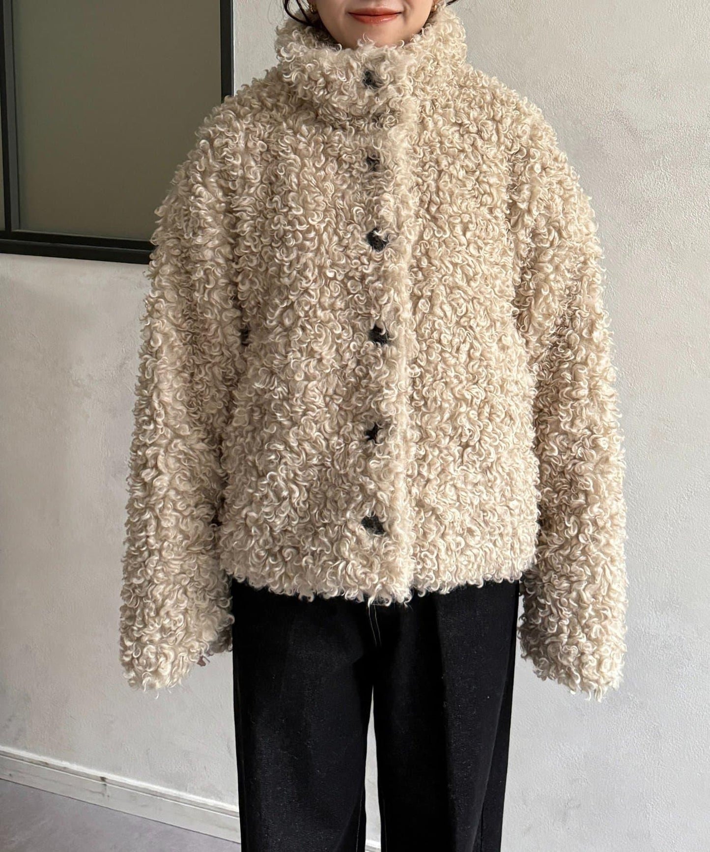 貴賓犬毛中長款夾克