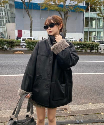 雙面穿仿羊羔毛大衣
