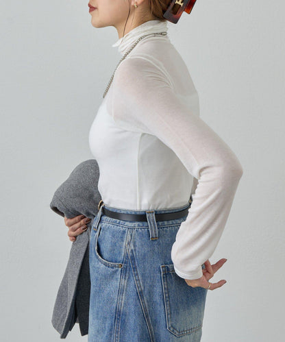 透視高領針織衫