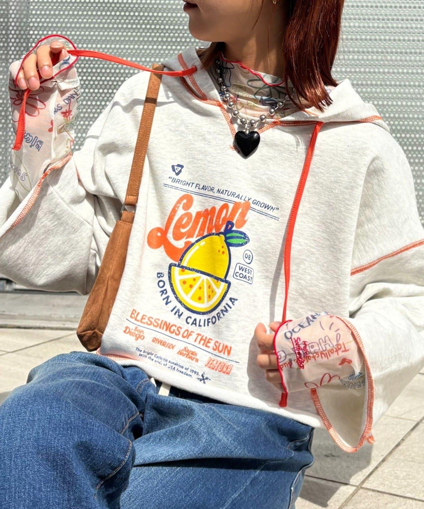 ★【HELLO.SANFRANCISCO/ハローサンフランシスコ】連帽印花衛衣