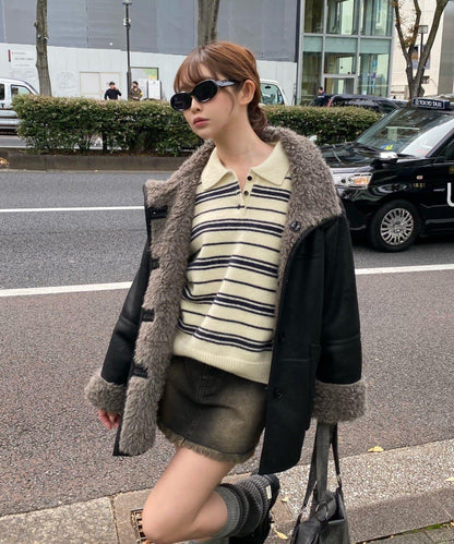 雙面穿仿羊羔毛大衣