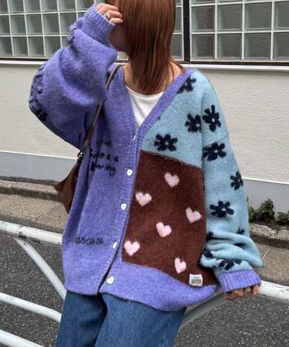 ★【HELLO.SANFRANCISCO/ハローサンフランシスコ】ジャガードッドッキングハート釦カーデ