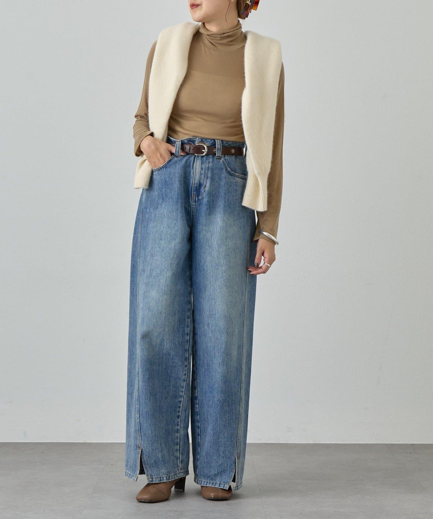 透視高領針織衫