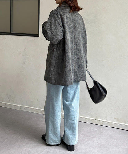 翻領長毛中長款大衣