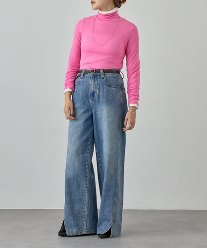 透視高領針織衫