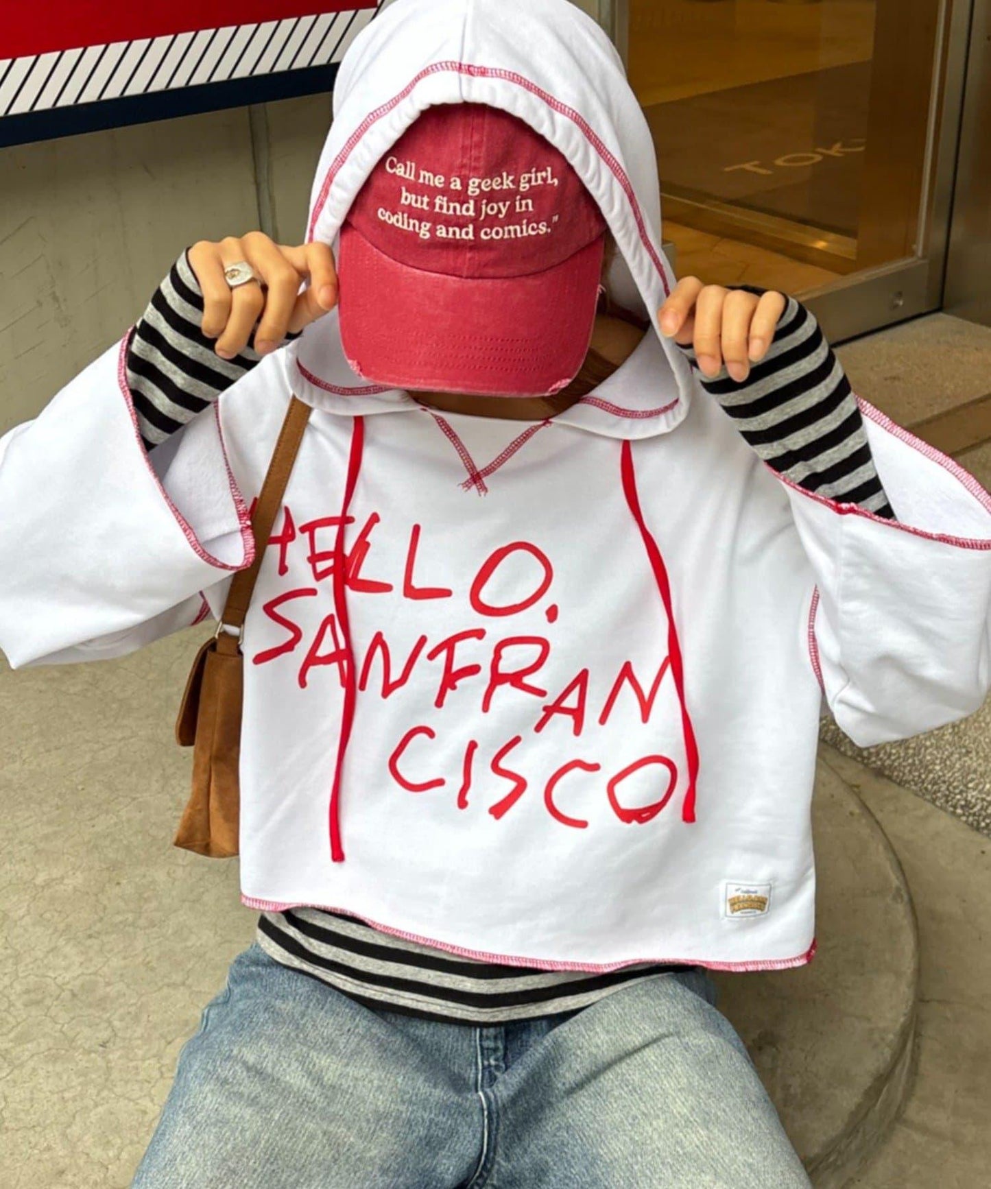 ★【HELLO.SANFRANCISCO/ハローサンフランシスコ】連帽印花衛衣