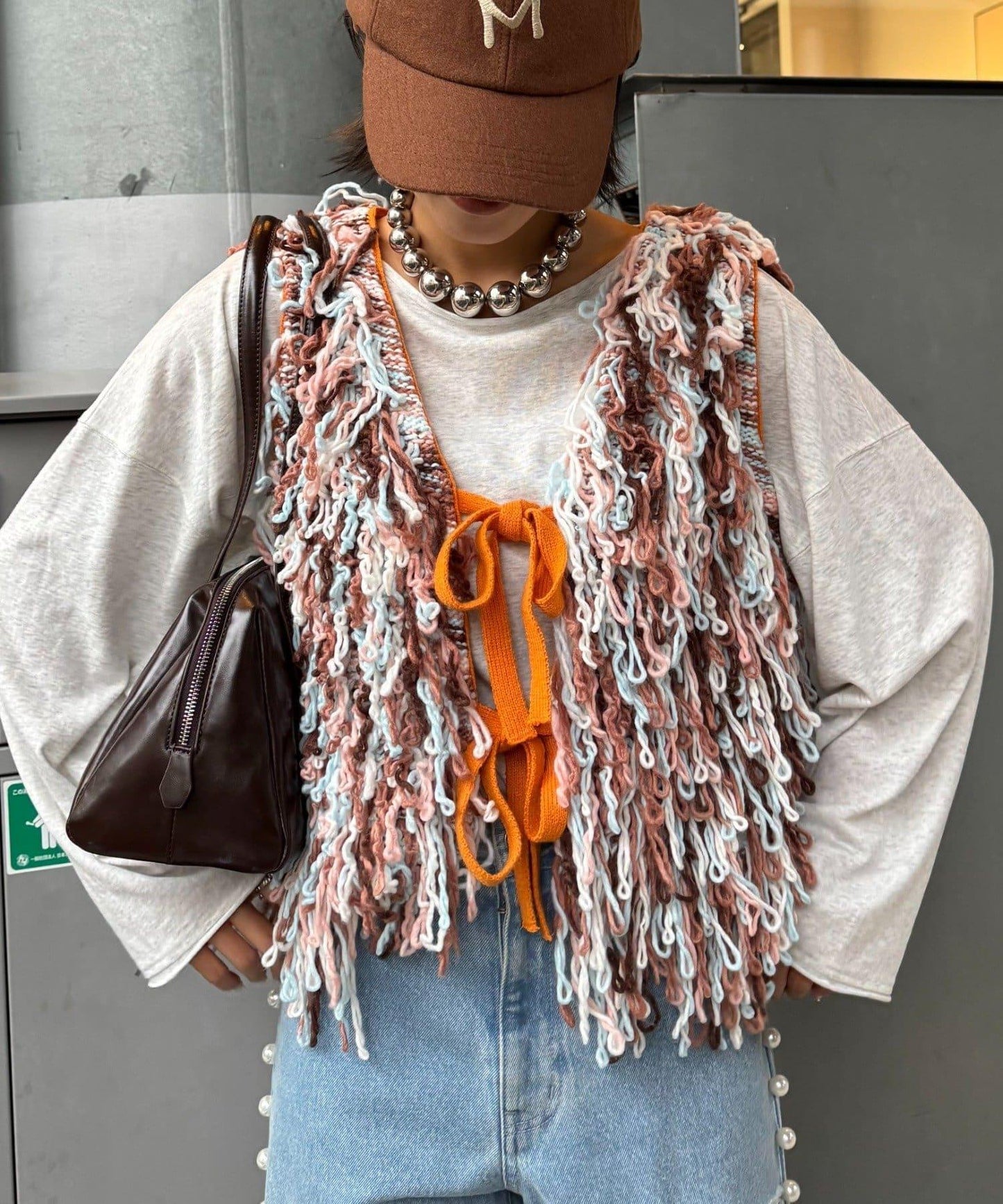 ★【HELLO.SANFRANCISCO/ハローサンフランシスコ】カラーループフリンジリボンベスト