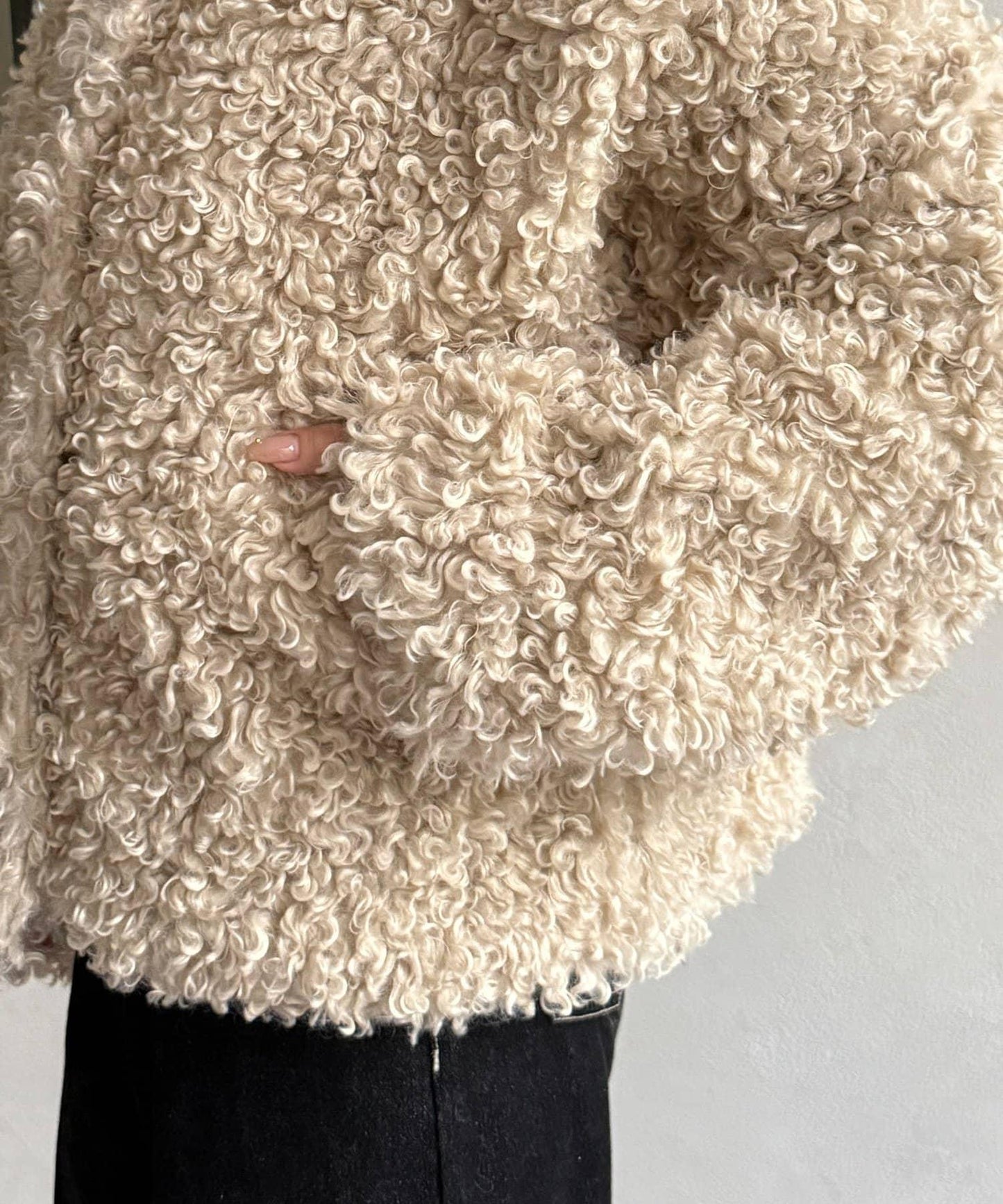 貴賓犬毛中長款夾克