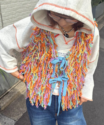 ★【HELLO.SANFRANCISCO/ハローサンフランシスコ】カラーループフリンジリボンベスト