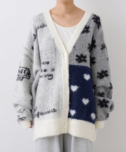 ★【HELLO.SANFRANCISCO/ハローサンフランシスコ】ジャガードッドッキングハート釦カーデ