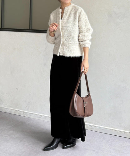 V領剪裁絨面開衫