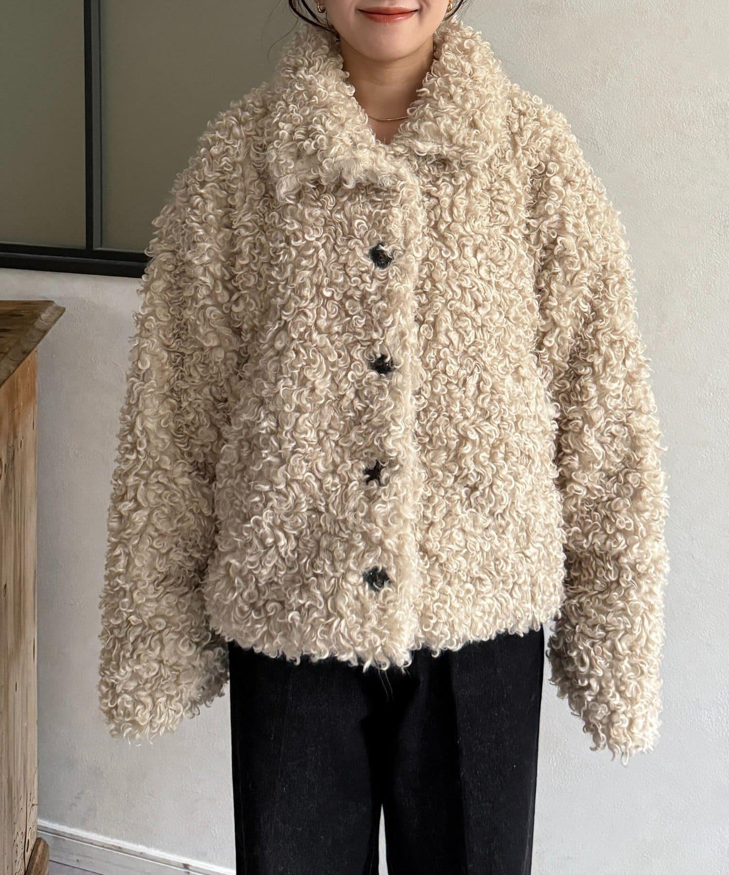 貴賓犬毛中長款夾克