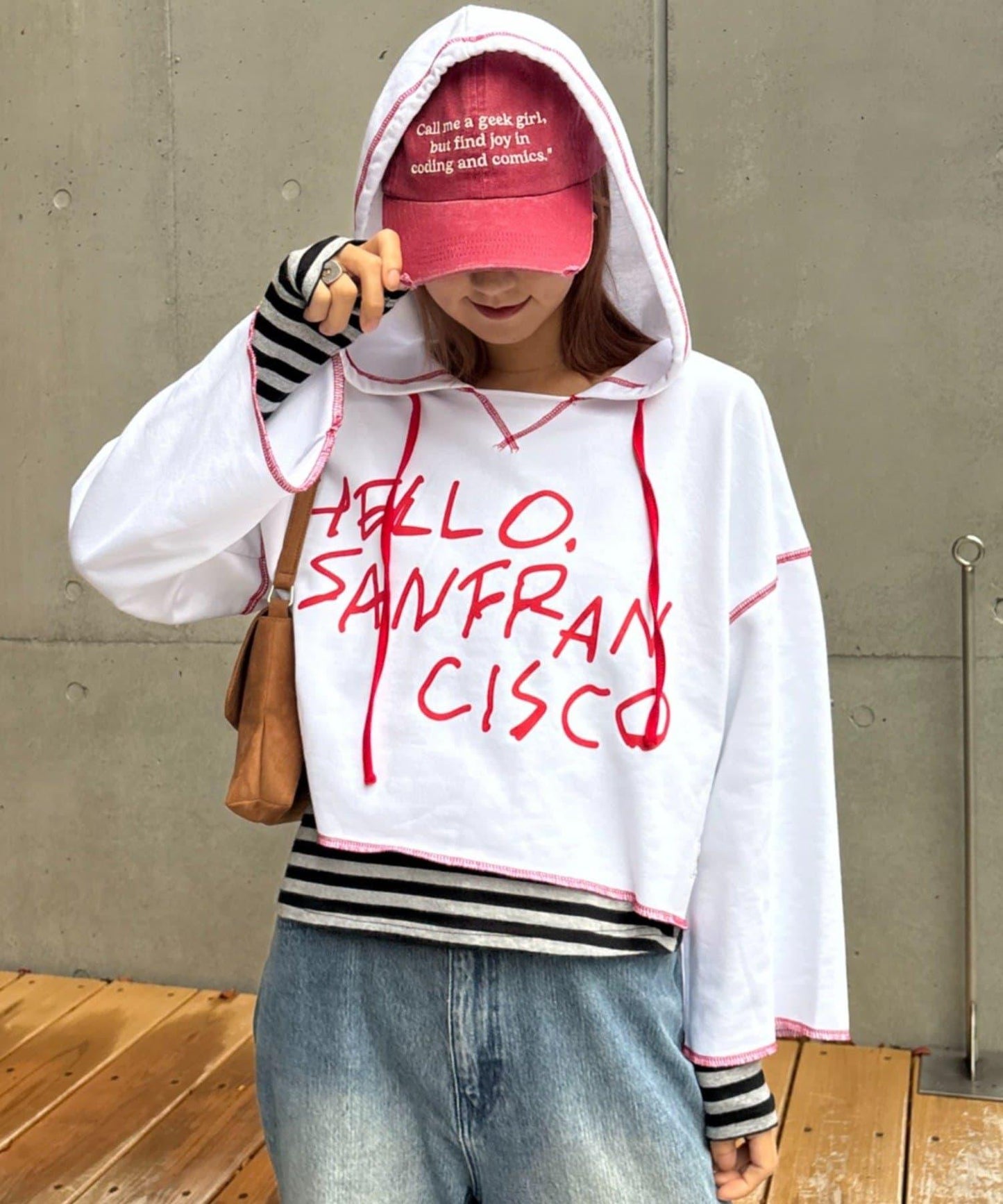 ★【HELLO.SANFRANCISCO/ハローサンフランシスコ】連帽印花衛衣