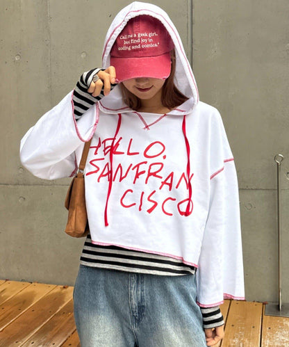 ★【HELLO.SANFRANCISCO/ハローサンフランシスコ】連帽印花衛衣