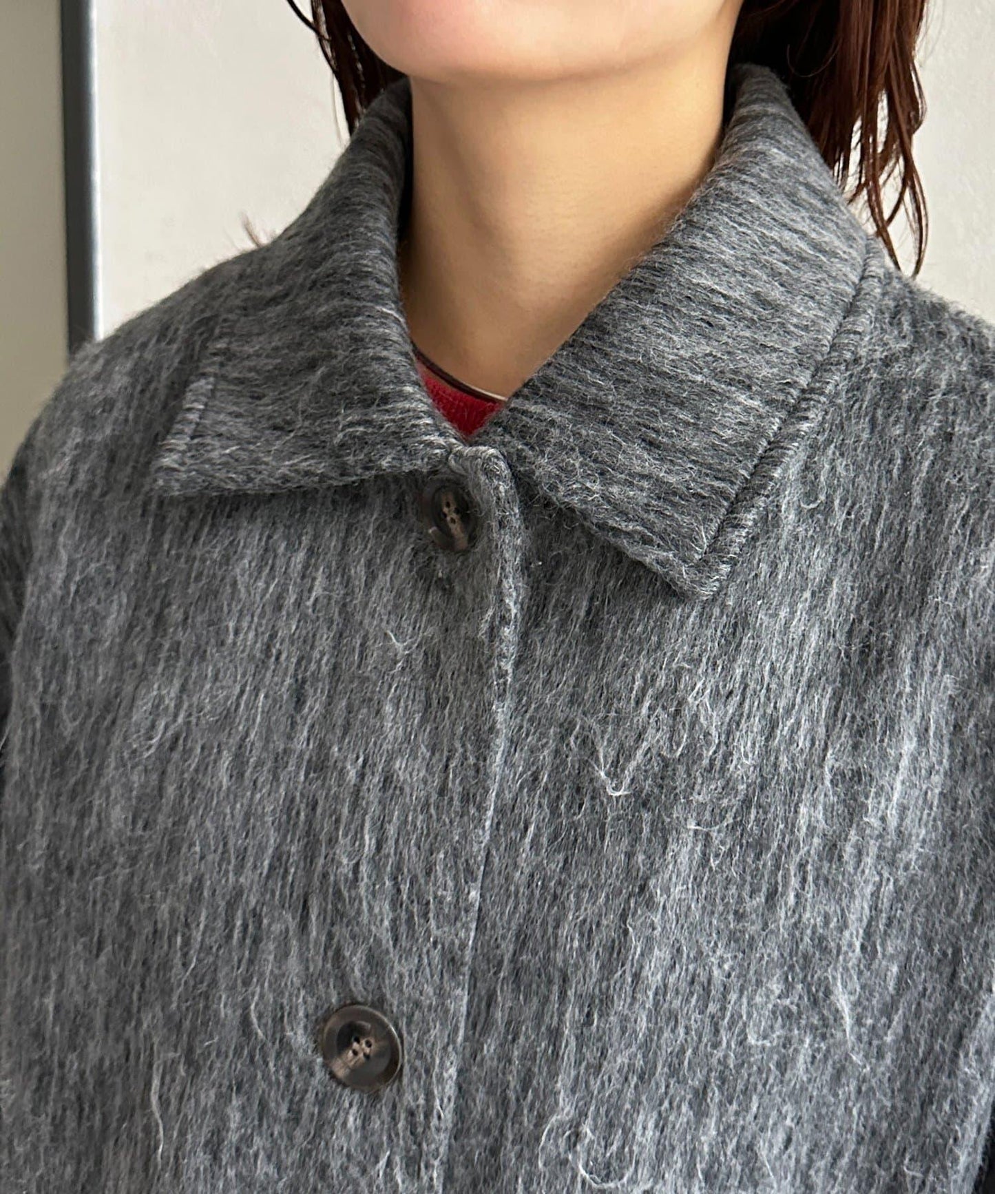 翻領長毛中長款大衣