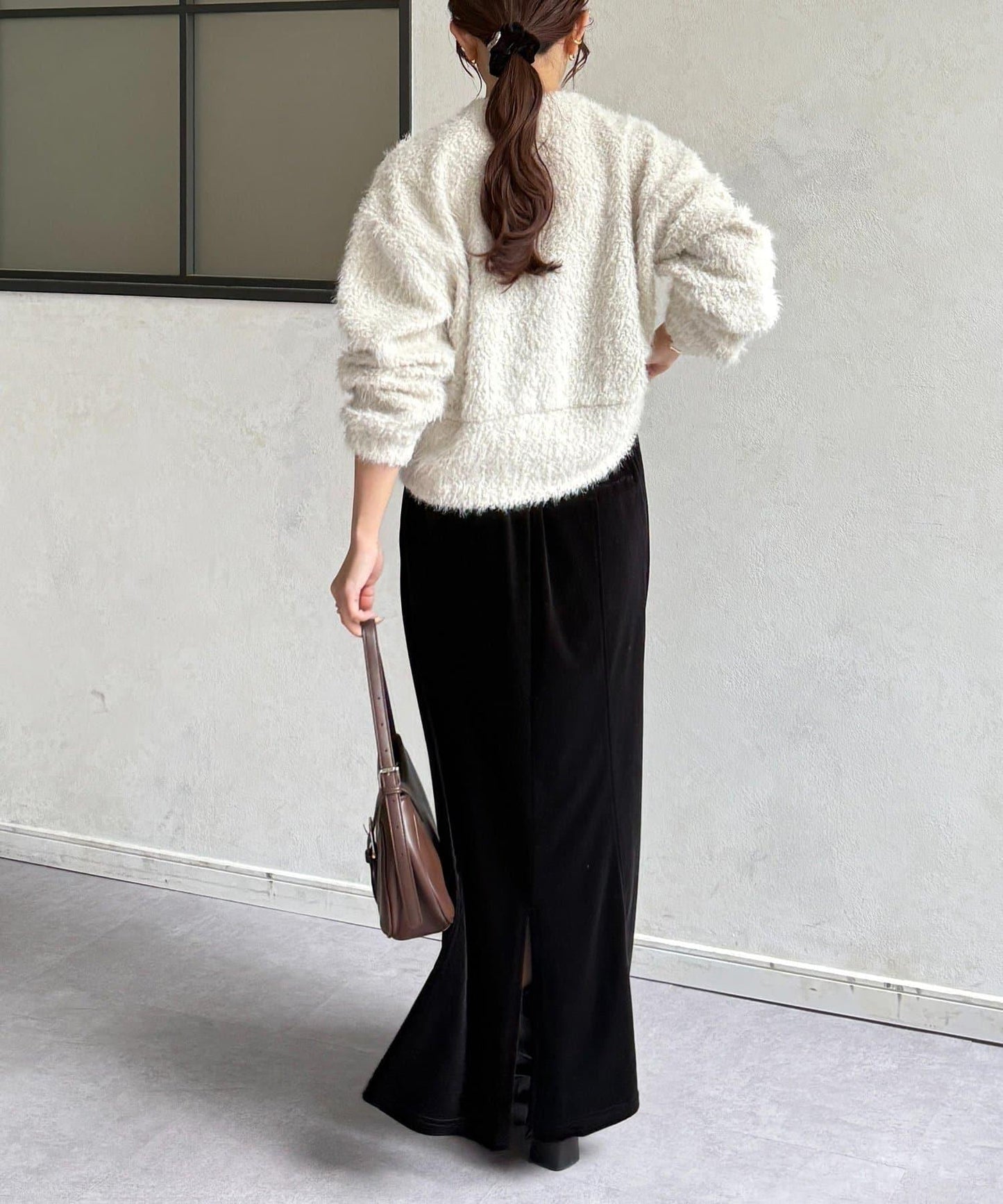 V領剪裁絨面開衫