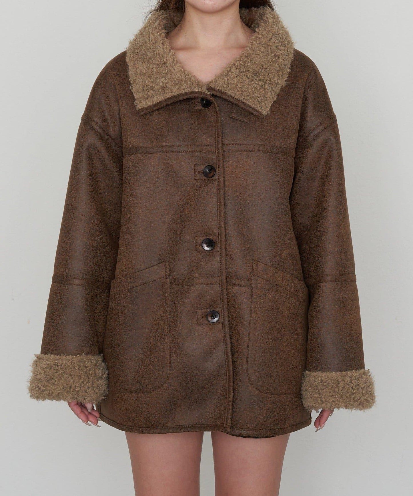 雙面穿仿羊羔毛大衣