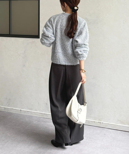 V領剪裁絨面開衫