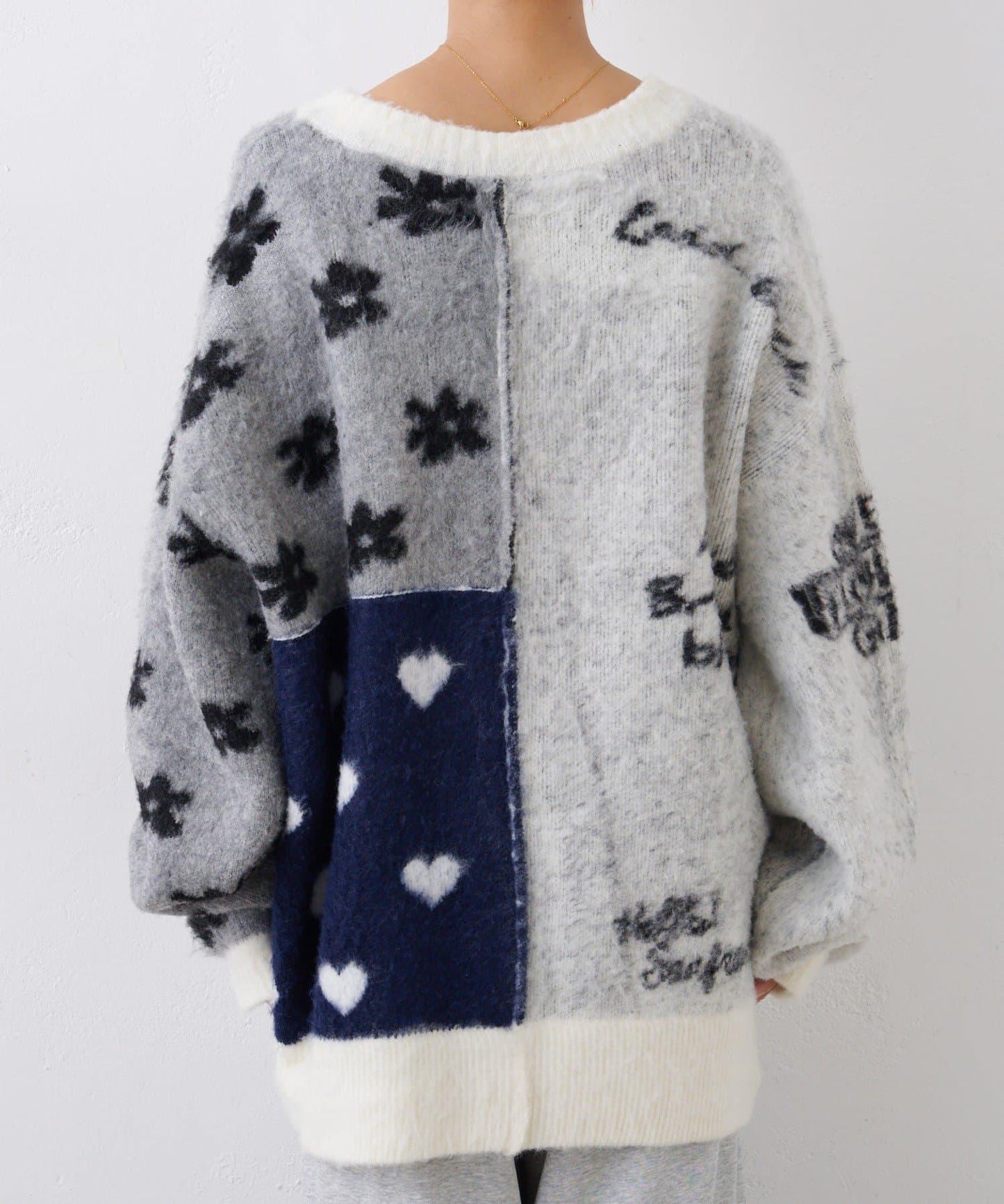 ★【HELLO.SANFRANCISCO/ハローサンフランシスコ】ジャガードッドッキングハート釦カーデ