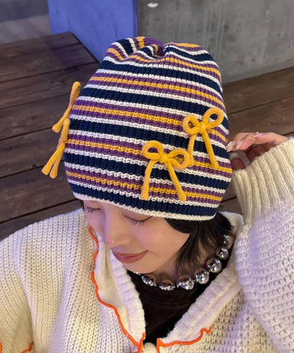 ★【HELLO.SANFRANCISCO/ハローサンフランシスコ】リボン付マルチボーダービーニー帽