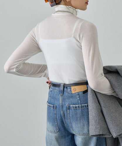 透視高領針織衫