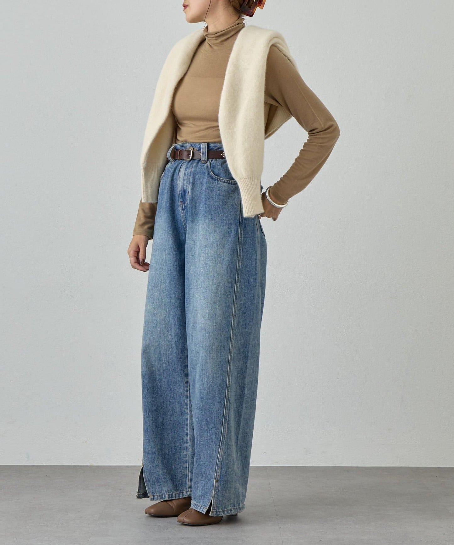 透視高領針織衫