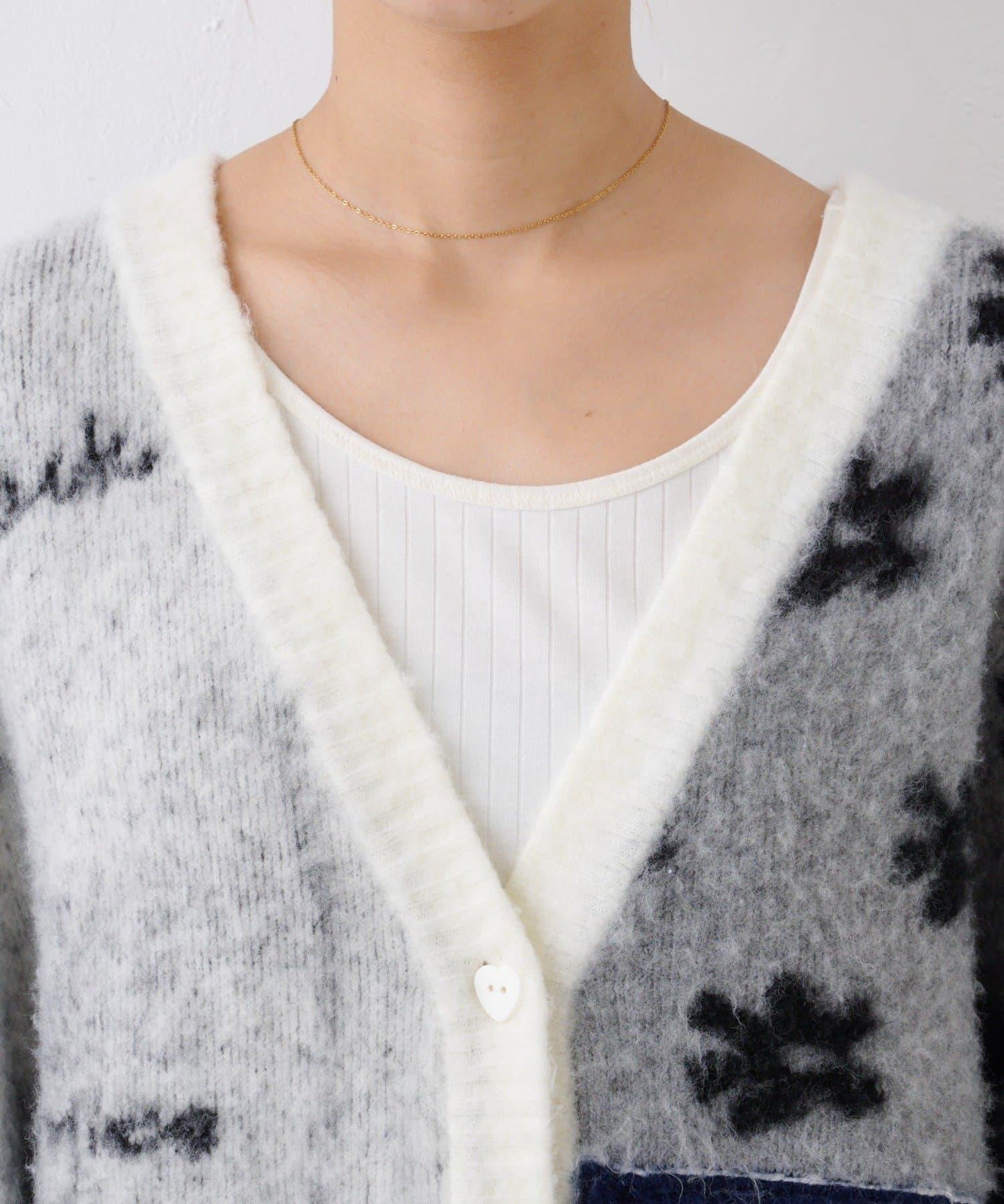 ★【HELLO.SANFRANCISCO/ハローサンフランシスコ】ジャガードッドッキングハート釦カーデ