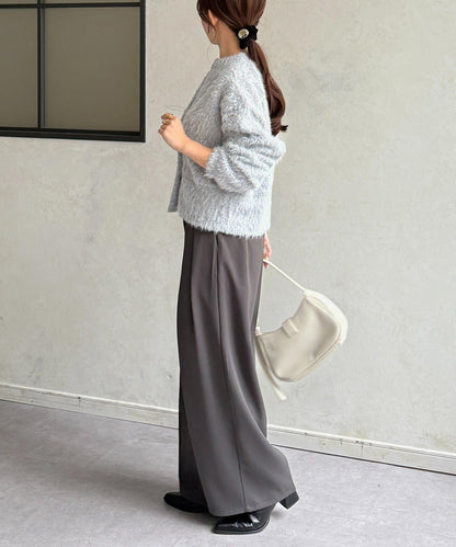 V領剪裁絨面開衫