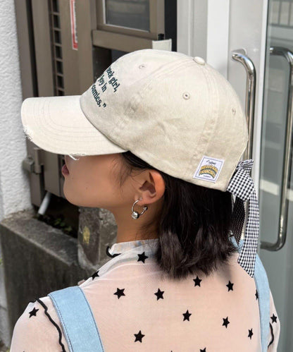 ★【HELLO.SANFRANCISCO/ハローサンフランシスコ】メッセージロゴ刺繍リボンキャップ