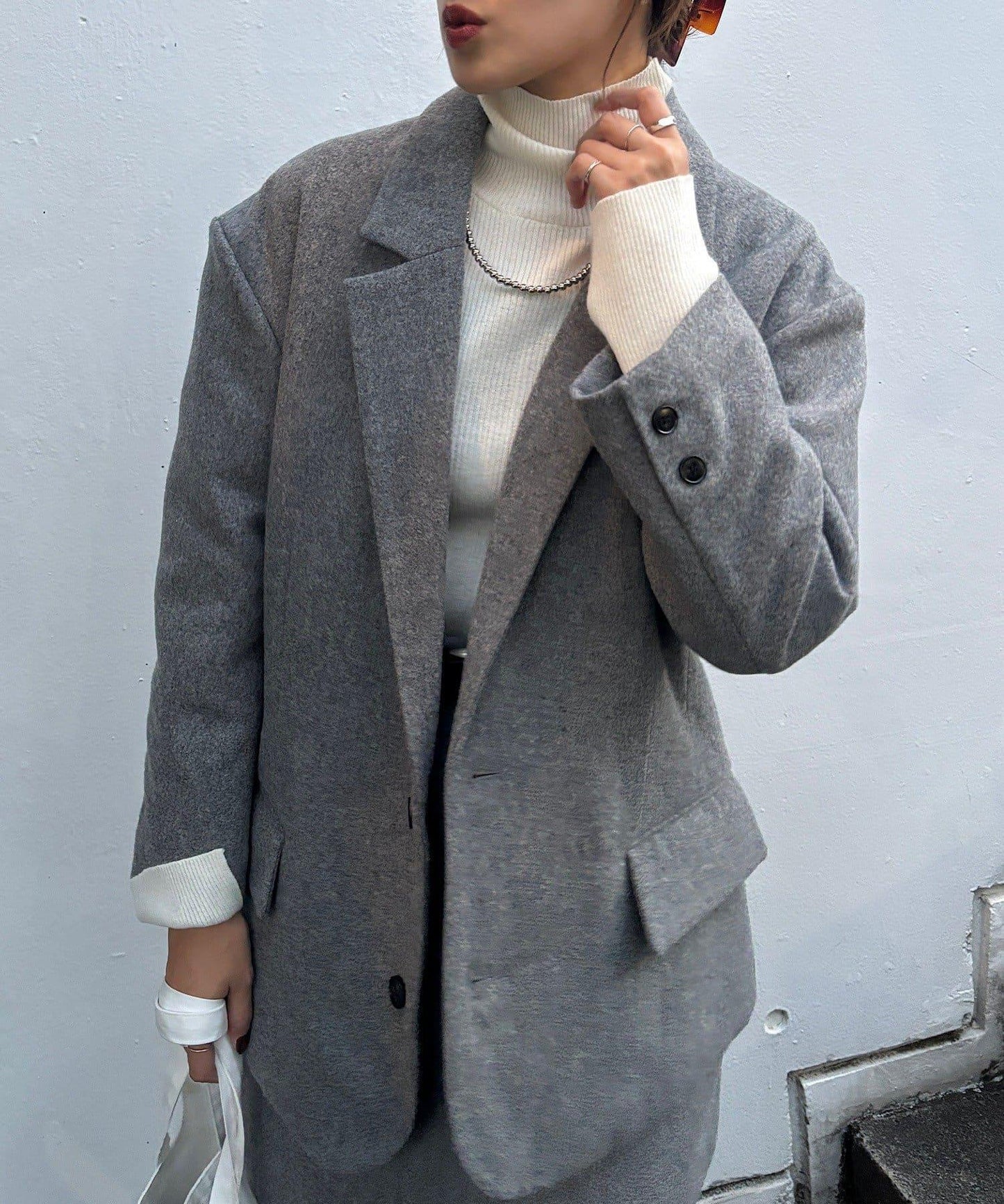 羊毛寬鬆西裝夾克