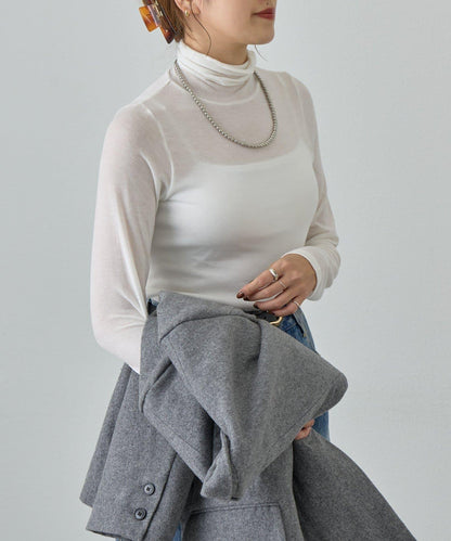 透視高領針織衫