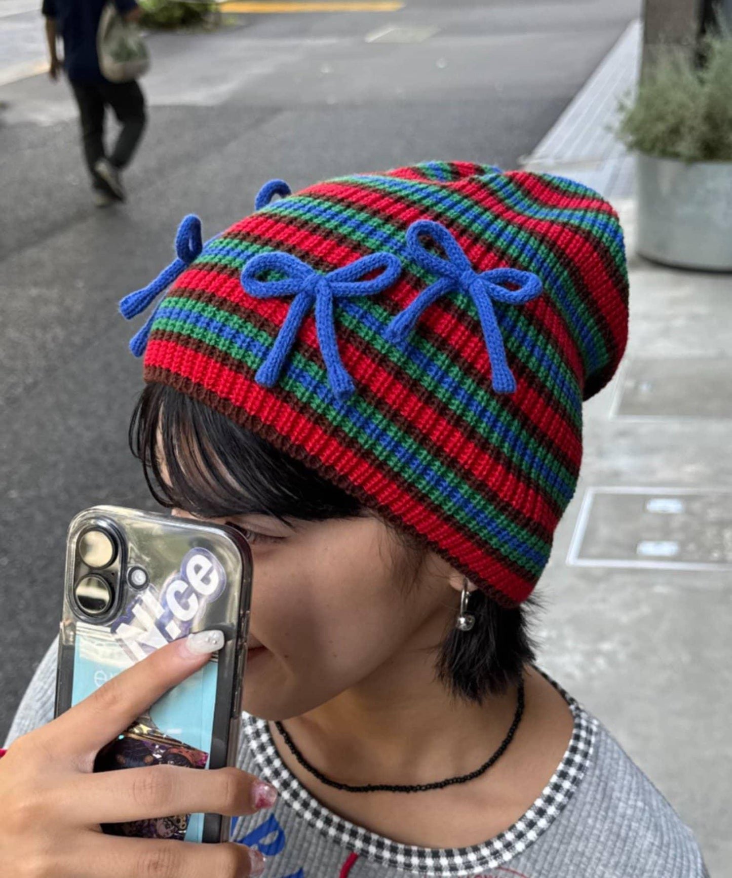 ★【HELLO.SANFRANCISCO/ハローサンフランシスコ】リボン付マルチボーダービーニー帽