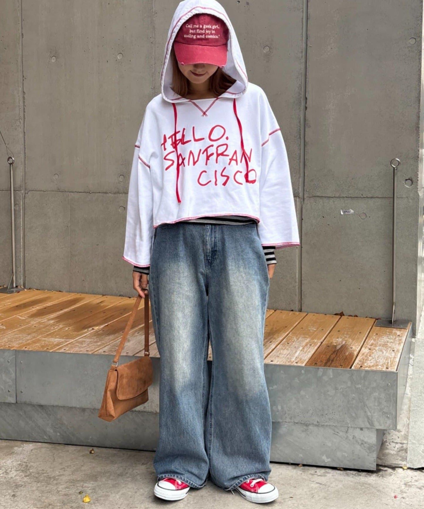 ★【HELLO.SANFRANCISCO/ハローサンフランシスコ】連帽印花衛衣