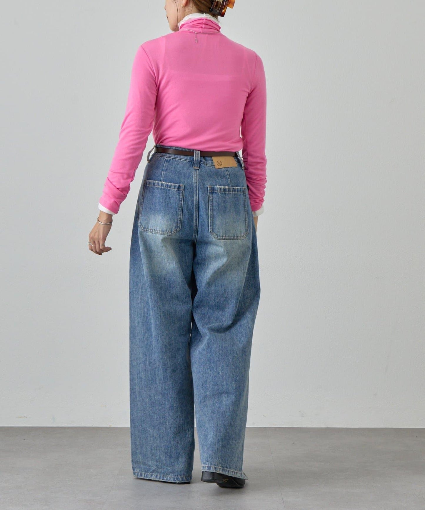 透視高領針織衫