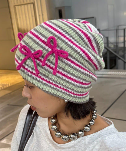 ★【HELLO.SANFRANCISCO/ハローサンフランシスコ】リボン付マルチボーダービーニー帽