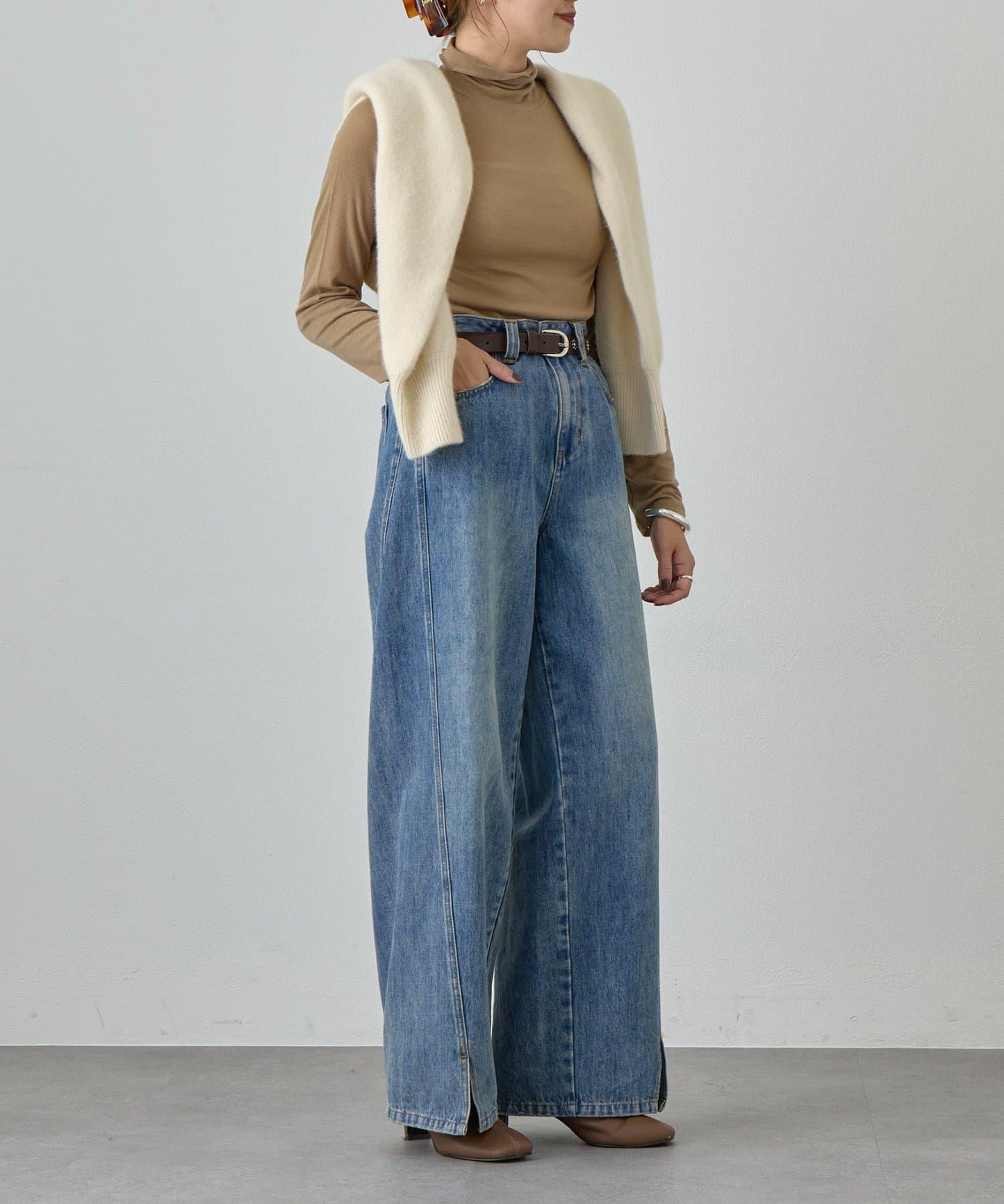 透視高領針織衫