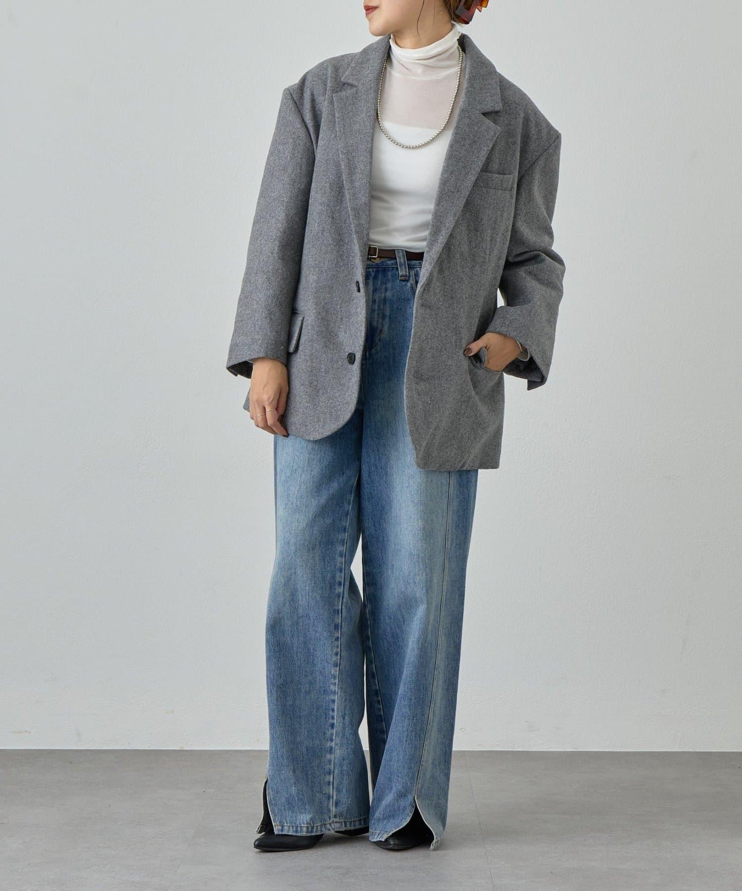 羊毛寬鬆西裝夾克