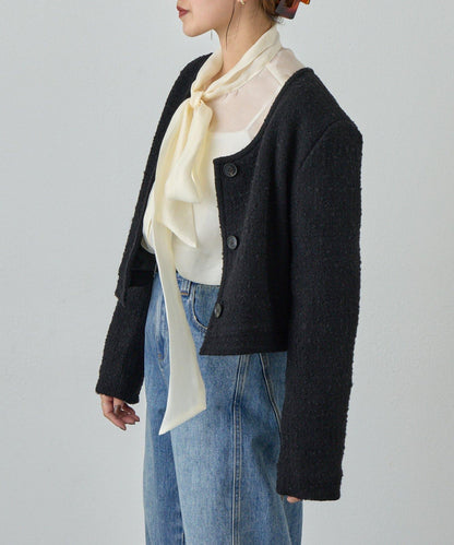 U領短款夾克