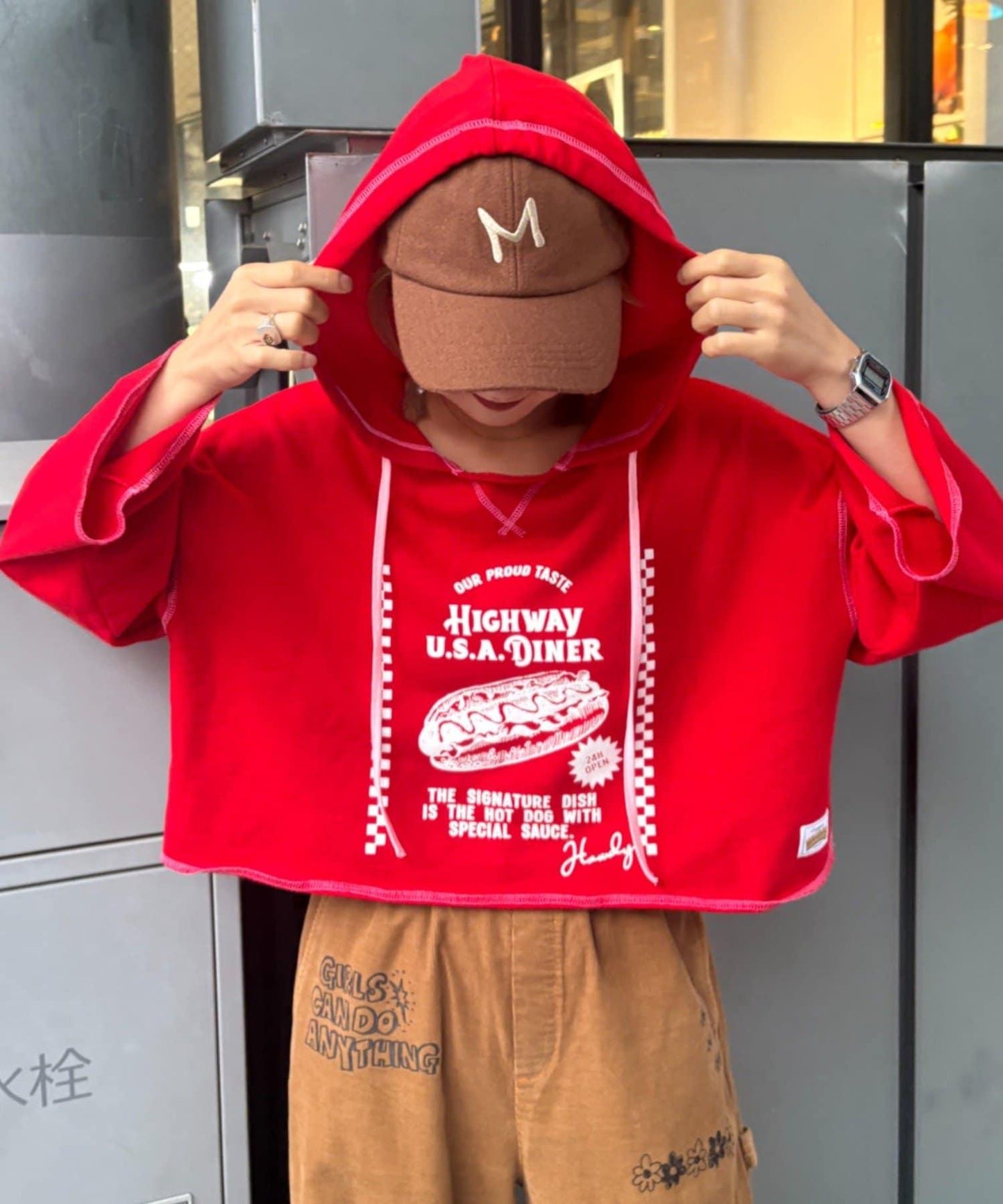 ★【HELLO.SANFRANCISCO/ハローサンフランシスコ】連帽印花衛衣