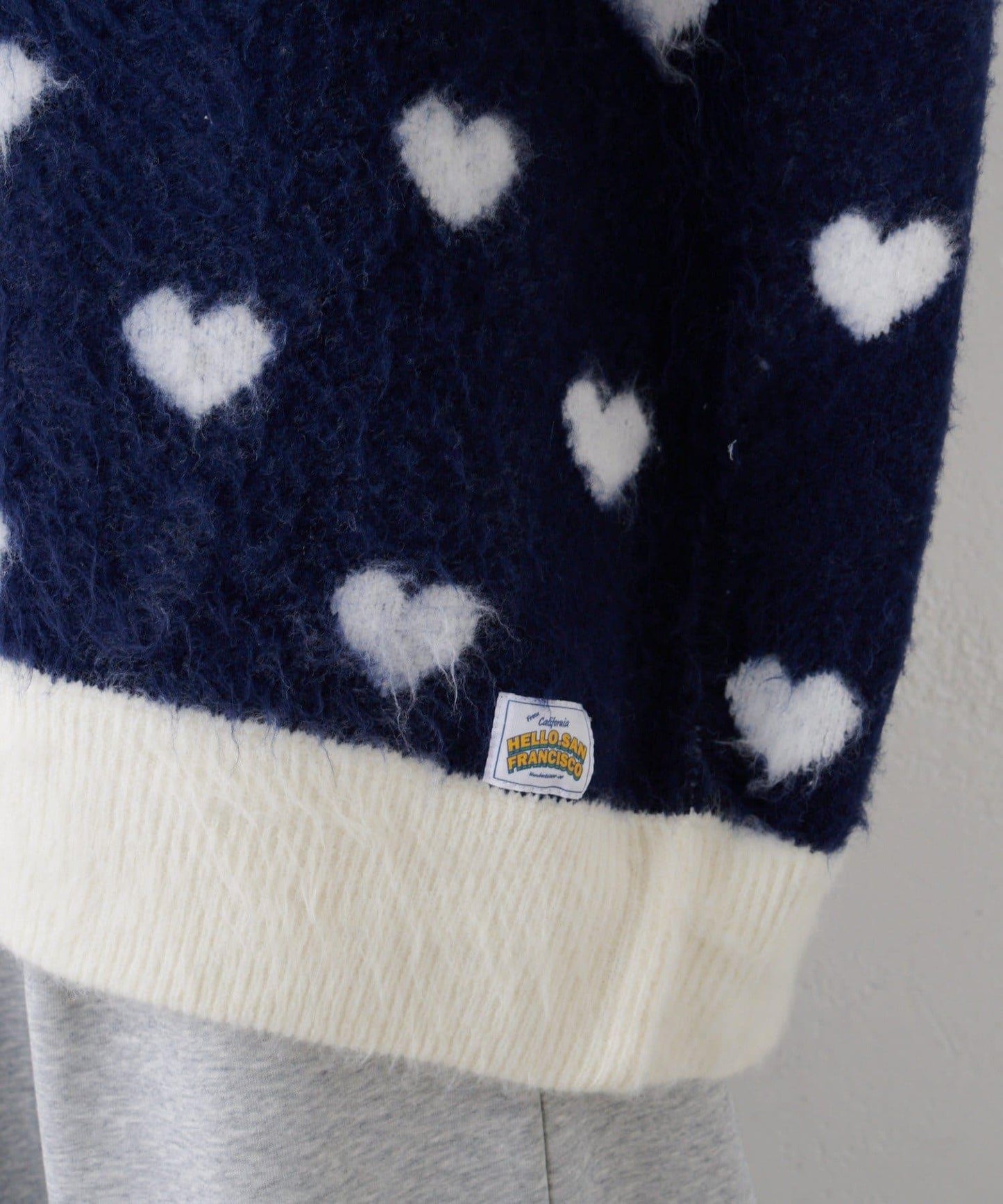 ★【HELLO.SANFRANCISCO/ハローサンフランシスコ】ジャガードッドッキングハート釦カーデ