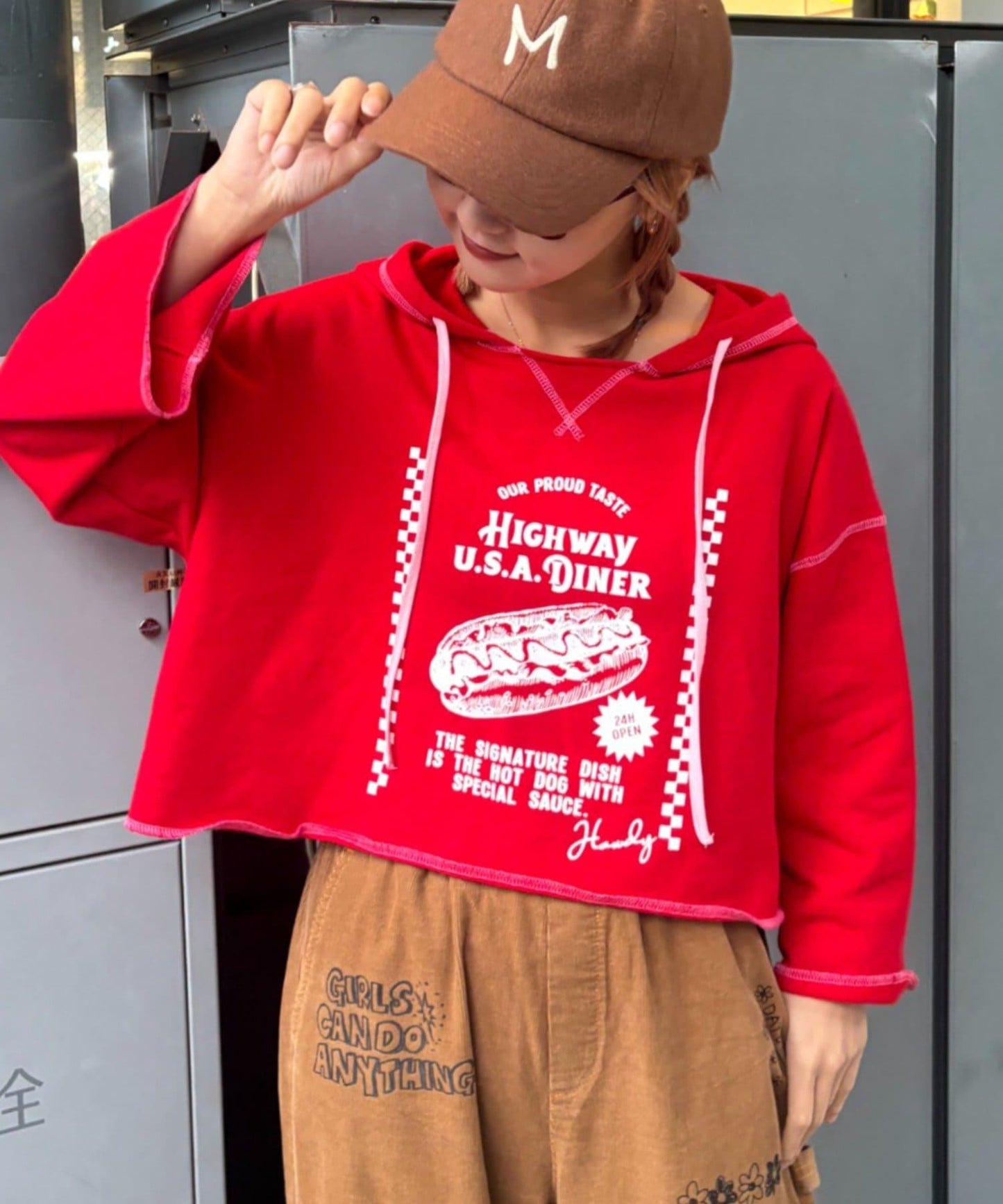 ★【HELLO.SANFRANCISCO/ハローサンフランシスコ】連帽印花衛衣